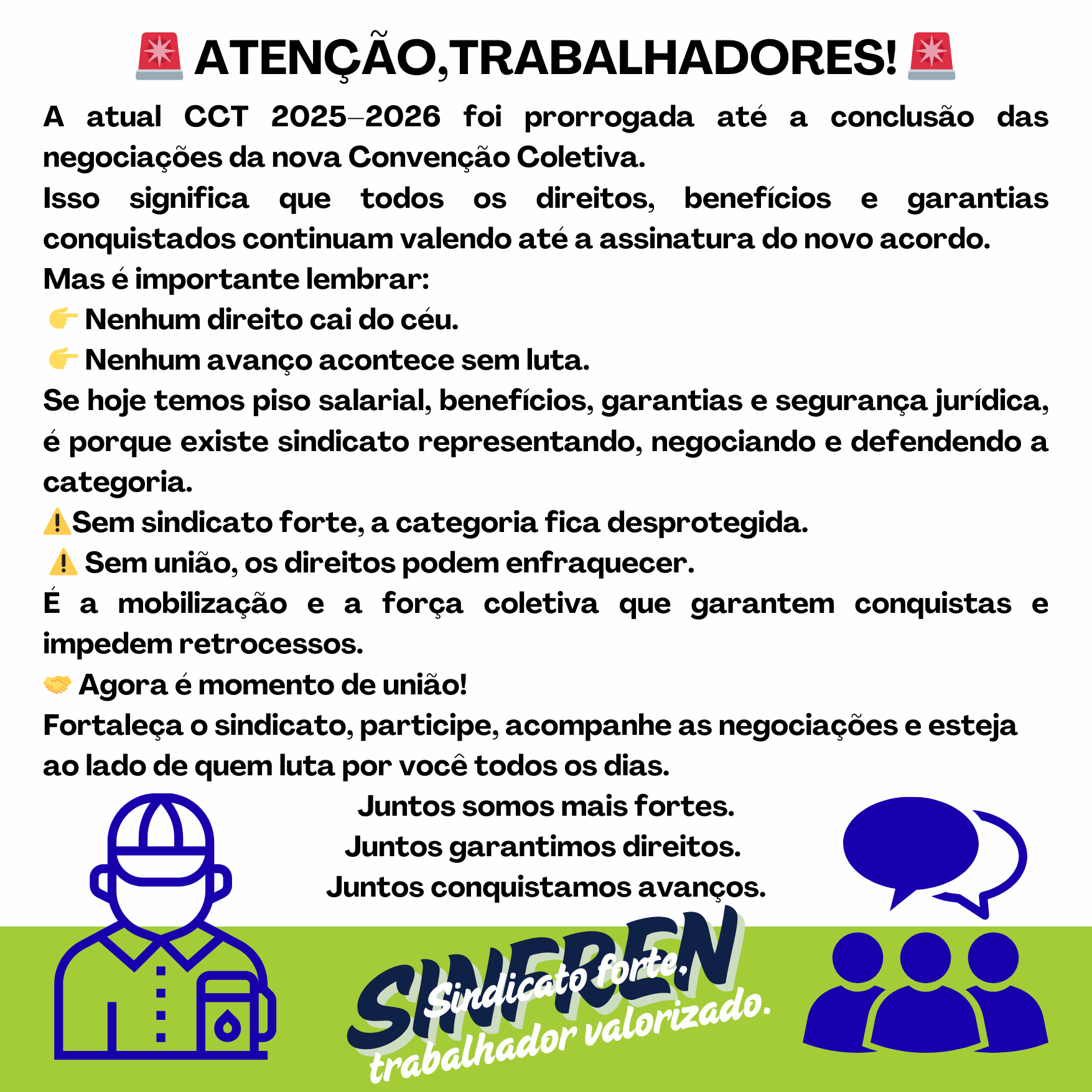 PRORROGAÇÃO DA CCT 2025–2026 É CONFIRMADA ATÉ A CONCLUSÃO DAS NEGOCIAÇÕES